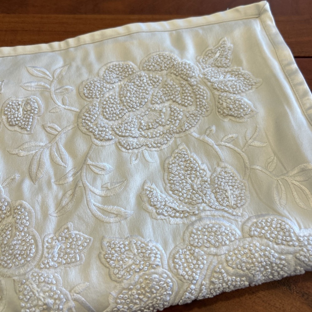 Ralph Lauren Annan Deco White 20 X 20 Throw Pillow Cover Silk read Embroidered - Picture 4 of 16
